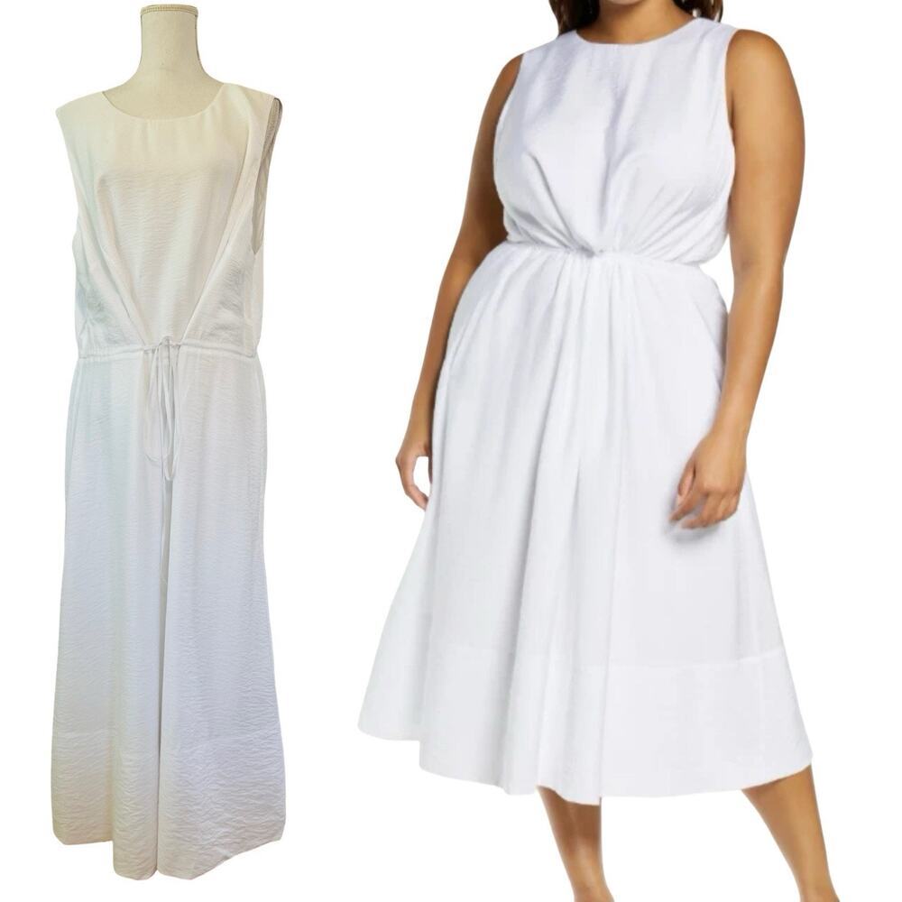 Vince Sleeveless Cross Back‎ Midi Dress Size 3XL White Minimalist Capsule NWT